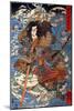 Shimamura Danjo Takanori Riding the Waves on the Backs of Large Crabs-Kuniyoshi Utagawa-Mounted Giclee Print