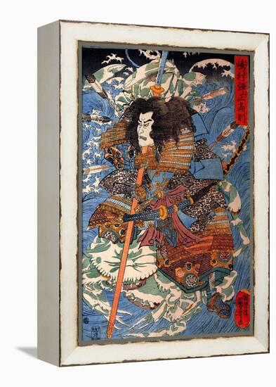 Shimamura Danjo Takanori Riding the Waves on the Backs of Large Crabs-Kuniyoshi Utagawa-Framed Premier Image Canvas