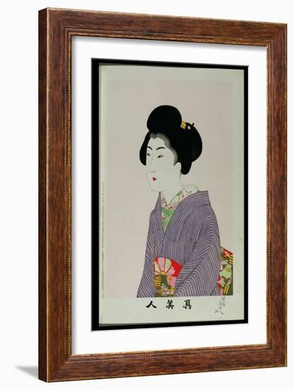 Shin Bijin (True Beauties) Depicting a Seated Woman, from a Series of 36, Modelled on an Earlier…-Toyohara Chikanobu-Framed Giclee Print