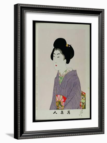 Shin Bijin (True Beauties) Depicting a Seated Woman, from a Series of 36, Modelled on an Earlier…-Toyohara Chikanobu-Framed Giclee Print