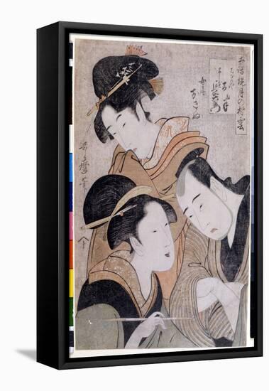 Shinanoya Onan and Obiya Choemon. 1798. Artwork by Utamaro KITAGAWA (1753-1806).-Kitagawa Utamaro-Framed Premier Image Canvas