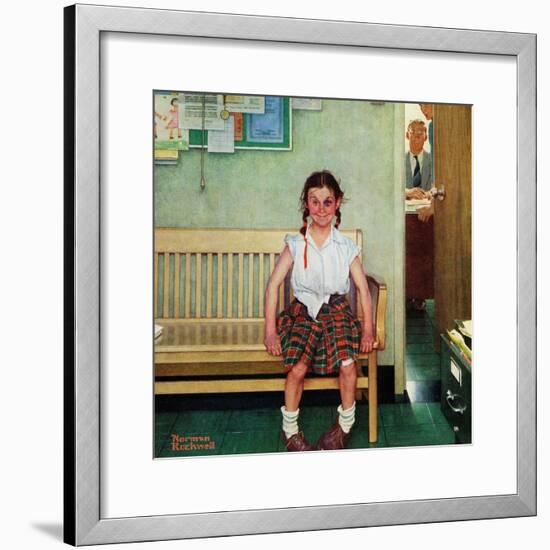 "Shiner" or "Outside the Principal's Office", May 23,1953-Norman Rockwell-Framed Giclee Print