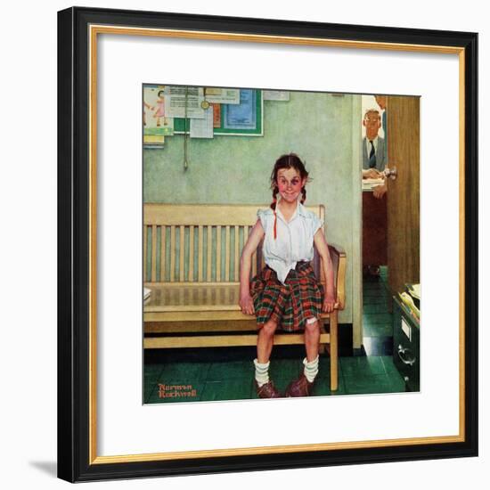 "Shiner" or "Outside the Principal's Office", May 23,1953-Norman Rockwell-Framed Giclee Print