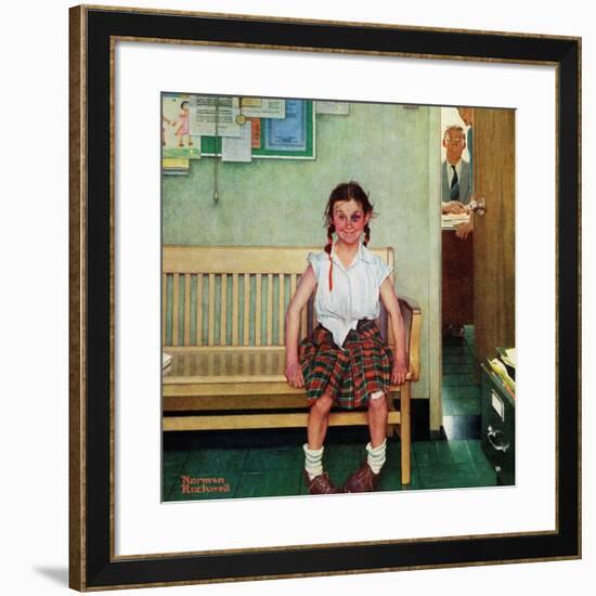 "Shiner" or "Outside the Principal's Office", May 23,1953-Norman Rockwell-Framed Giclee Print