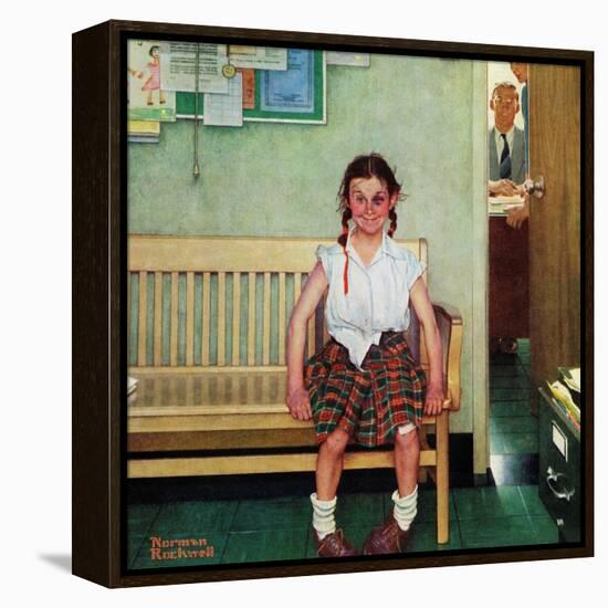 "Shiner" or "Outside the Principal's Office" Saturday Evening Post Cover, May 23,1953-Norman Rockwell-Framed Premier Image Canvas