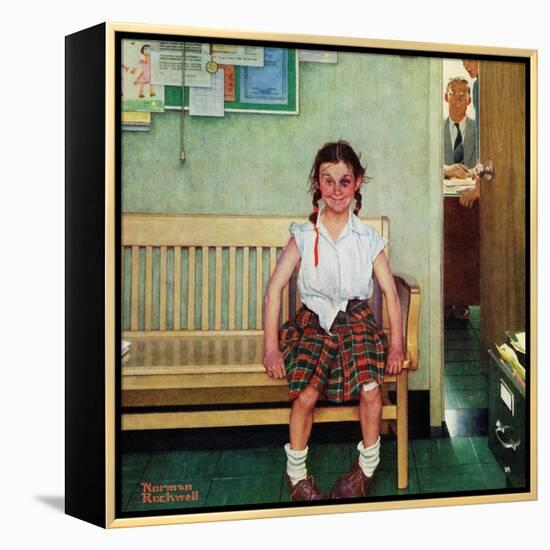 "Shiner" or "Outside the Principal's Office" Saturday Evening Post Cover, May 23,1953-Norman Rockwell-Framed Premier Image Canvas