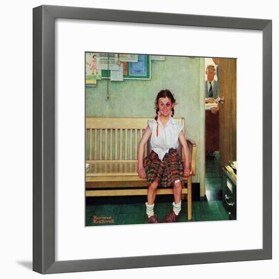 "Shiner" or "Outside the Principal's Office" Saturday Evening Post Cover, May 23,1953-Norman Rockwell-Framed Giclee Print