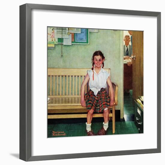 "Shiner" or "Outside the Principal's Office" Saturday Evening Post Cover, May 23,1953-Norman Rockwell-Framed Giclee Print