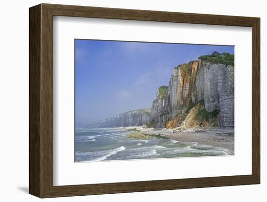 Shingle beach and chalk cliffs, Normandy, France-Philippe Clement-Framed Photographic Print