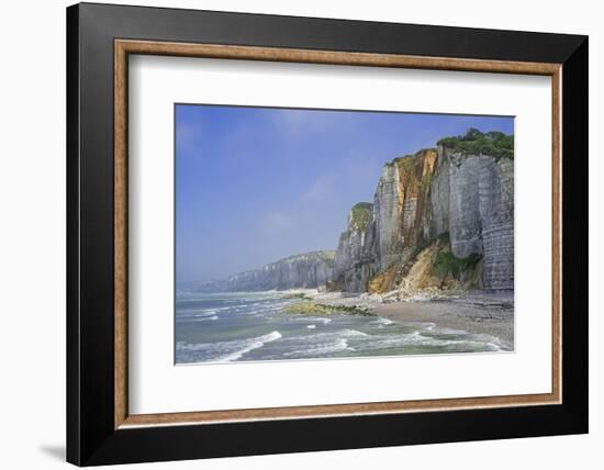 Shingle beach and chalk cliffs, Normandy, France-Philippe Clement-Framed Photographic Print