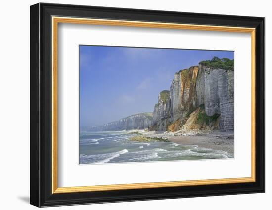 Shingle beach and chalk cliffs, Normandy, France-Philippe Clement-Framed Photographic Print