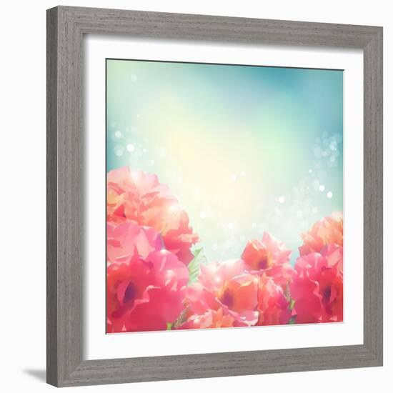 Shining Flowers Roses (Peonies) Background-kostins-Framed Art Print