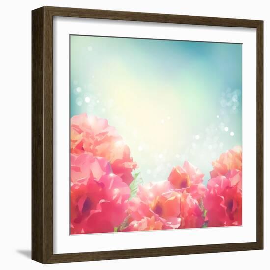 Shining Flowers Roses (Peonies) Background-kostins-Framed Art Print