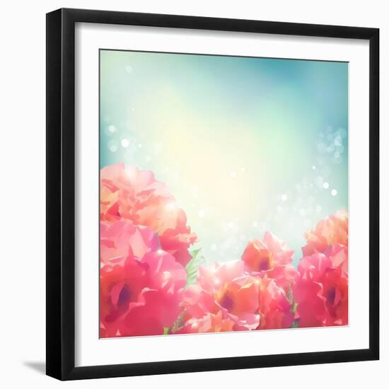 Shining Flowers Roses (Peonies) Background-kostins-Framed Art Print