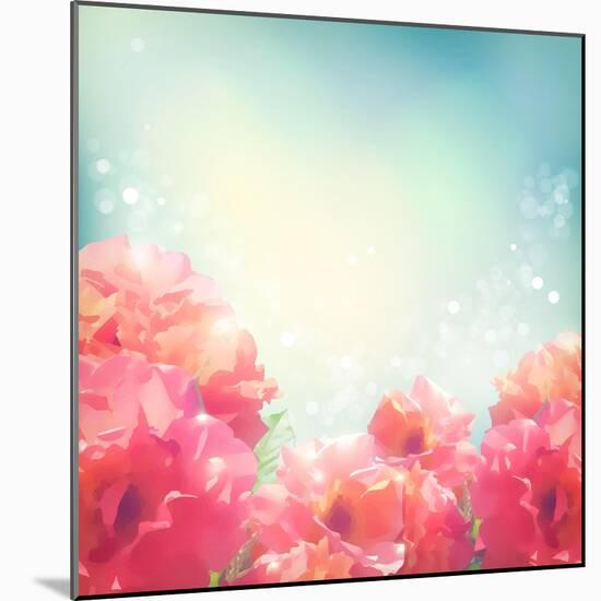 Shining Flowers Roses (Peonies) Background-kostins-Mounted Art Print