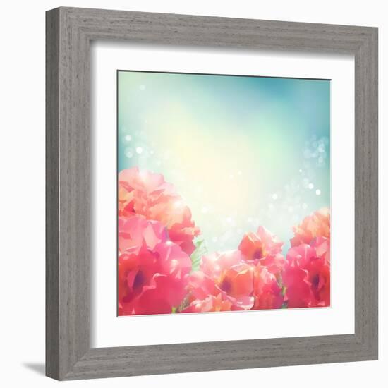 Shining Flowers Roses (Peonies) Background-kostins-Framed Art Print