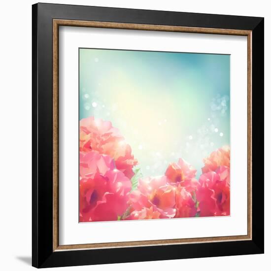 Shining Flowers Roses (Peonies) Background-kostins-Framed Art Print