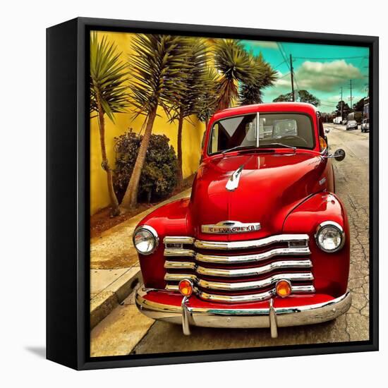 Shining Red Paintwork on Edited Scene of Classic Car in America-Salvatore Elia-Framed Premier Image Canvas