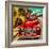 Shining Red Paintwork on Edited Scene of Classic Car in America-Salvatore Elia-Framed Photographic Print