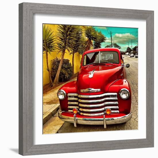 Shining Red Paintwork on Edited Scene of Classic Car in America-Salvatore Elia-Framed Photographic Print