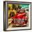 Shining Red Paintwork on Edited Scene of Classic Car in America-Salvatore Elia-Framed Photographic Print