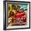 Shining Red Paintwork on Edited Scene of Classic Car in America-Salvatore Elia-Framed Photographic Print