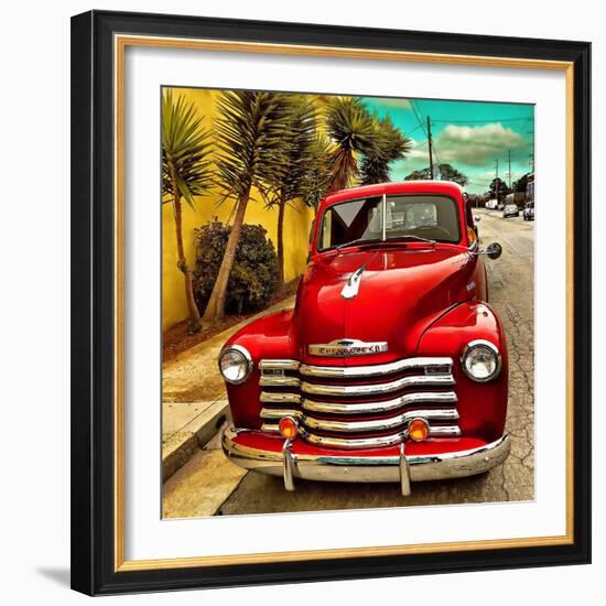 Shining Red Paintwork on Edited Scene of Classic Car in America-Salvatore Elia-Framed Photographic Print