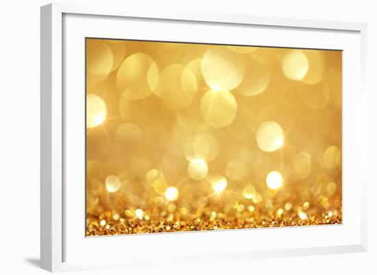 Shiny Golden Lights-SSilver-Framed Premium Giclee Print