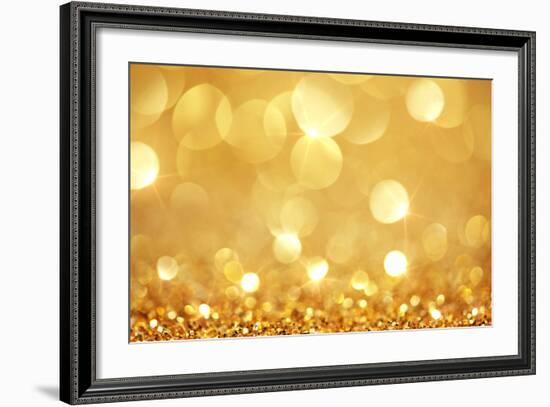 Shiny Golden Lights-SSilver-Framed Art Print