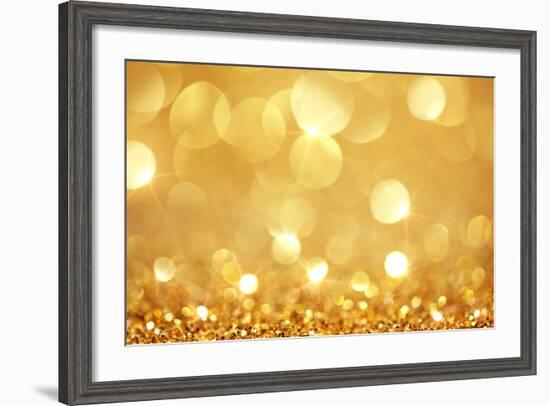 Shiny Golden Lights-SSilver-Framed Art Print