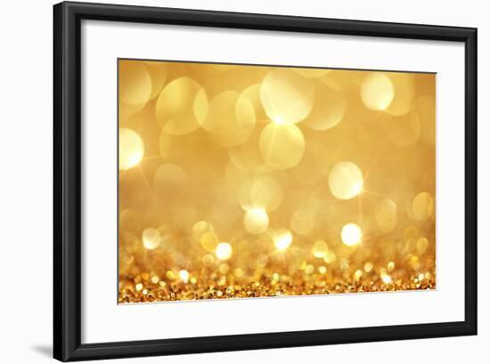 Shiny Golden Lights-SSilver-Framed Art Print