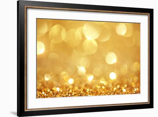 Shiny Golden Lights-SSilver-Framed Art Print