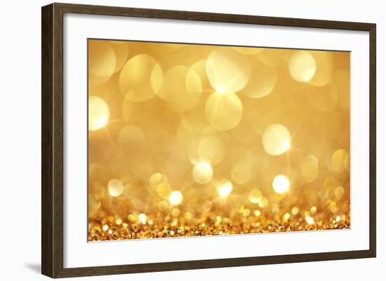 Shiny Golden Lights-SSilver-Framed Art Print