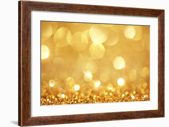 Shiny Golden Lights-SSilver-Framed Art Print