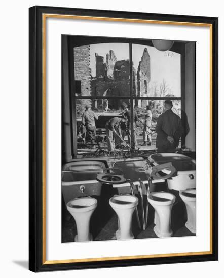 Shiny New Plumbing Displayed in Store-null-Framed Photographic Print
