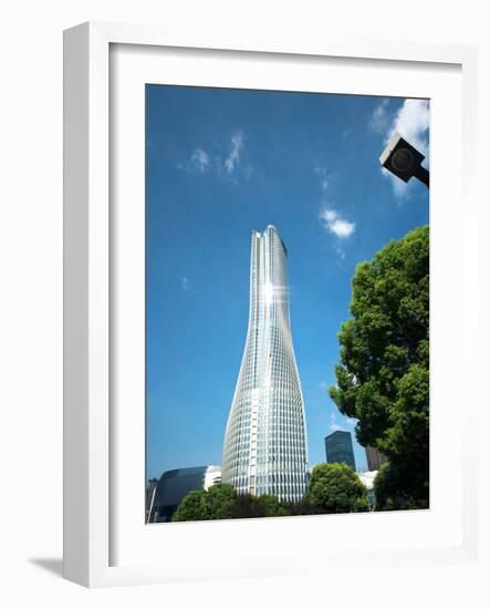 Shiny Raffles City skyscraper, Hangzhou, China, Asia-Andreas Brandl-Framed Photographic Print