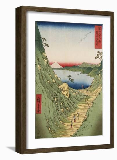 Shiojiri Pass in Shinano Province, from 'Thirty Six Views of Mount Fuji'-Ando Hiroshige-Framed Giclee Print