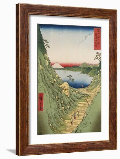 Shiojiri Pass in Shinano Province, from 'Thirty Six Views of Mount Fuji'-Ando Hiroshige-Framed Giclee Print