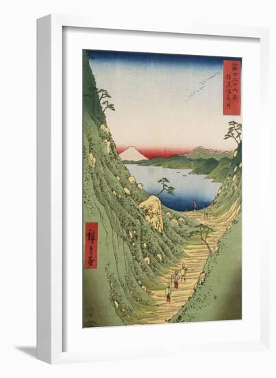 Shiojiri Pass in Shinano Province, from 'Thirty Six Views of Mount Fuji'-Ando Hiroshige-Framed Giclee Print