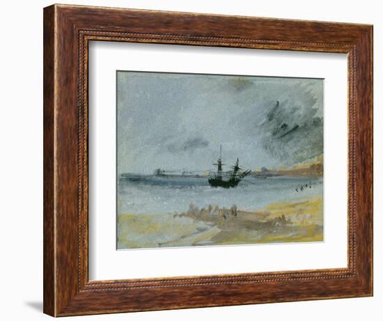 Ship Aground, Brighton, 1830 (Black Ink, W/C and Bodycolour on Paper)-J. M. W. Turner-Framed Giclee Print