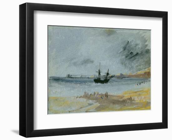 Ship Aground, Brighton, 1830 (Black Ink, W/C and Bodycolour on Paper)-J. M. W. Turner-Framed Giclee Print
