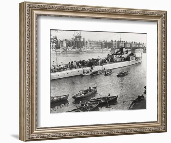 Ship and Boats on the River Thames, London, C1913-null-Framed Photographic Print