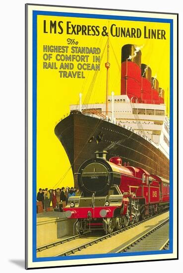 Ship and Rail Travel Poster-null-Mounted Art Print