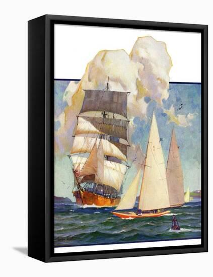 "Ship and Sailboats,"July 16, 1932-Gordon Grant-Framed Premier Image Canvas