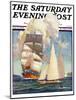 "Ship and Sailboats," Saturday Evening Post Cover, July 16, 1932-Gordon Grant-Mounted Giclee Print