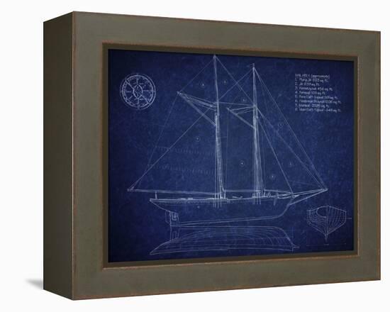 Ship Blueprint Ernestina-Tina Carlson-Framed Stretched Canvas