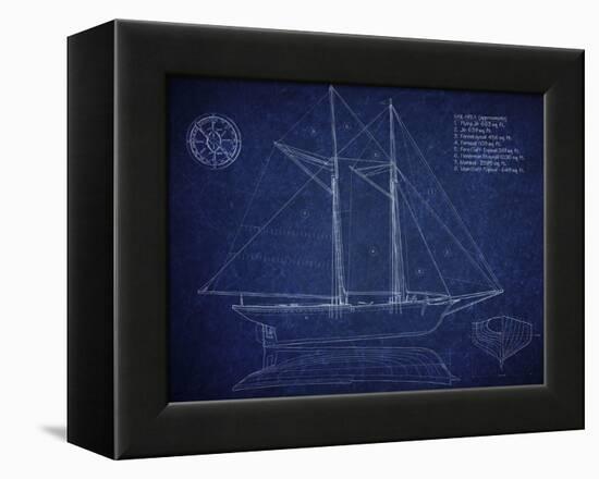 Ship Blueprint Ernestina-Tina Carlson-Framed Stretched Canvas