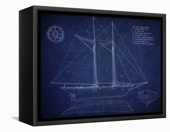 Ship Blueprint Ernestina-Tina Carlson-Framed Stretched Canvas