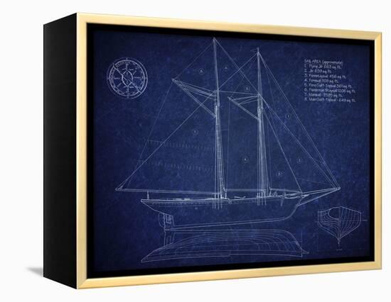 Ship Blueprint Ernestina-Tina Carlson-Framed Stretched Canvas