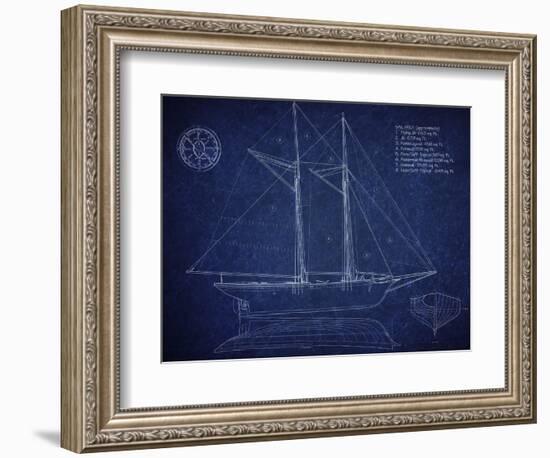 Ship Blueprint Ernestina-Tina Carlson-Framed Art Print